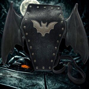 Gothic Batwing Coffin Purse Crossbody Shoulder Backpack Convertible Bag